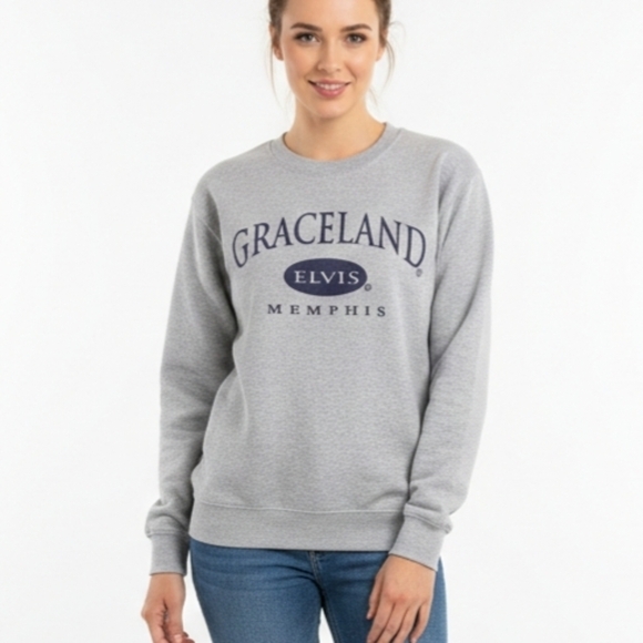 Graceland Sweaters - Vintage Graceland Elvis Memphis Sweatshirt Gray